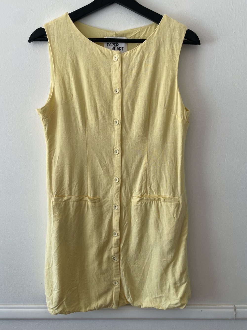 Paper Heart Linen Blend Button Up Mini Dress Size M